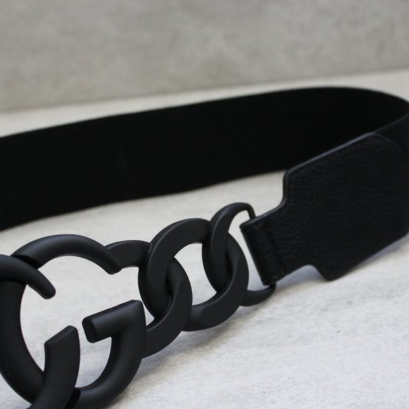 No Fashion Deadlines Accessories - Black Plus Size Colored Chain Elastic Belt